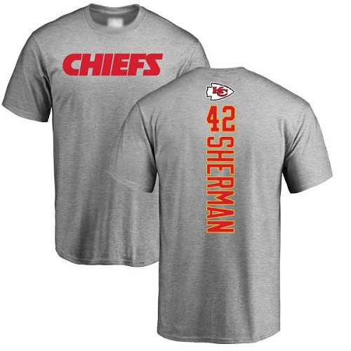 Men Kansas City Chiefs #42 Sherman Anthony Ash Backer NFL T Shirt